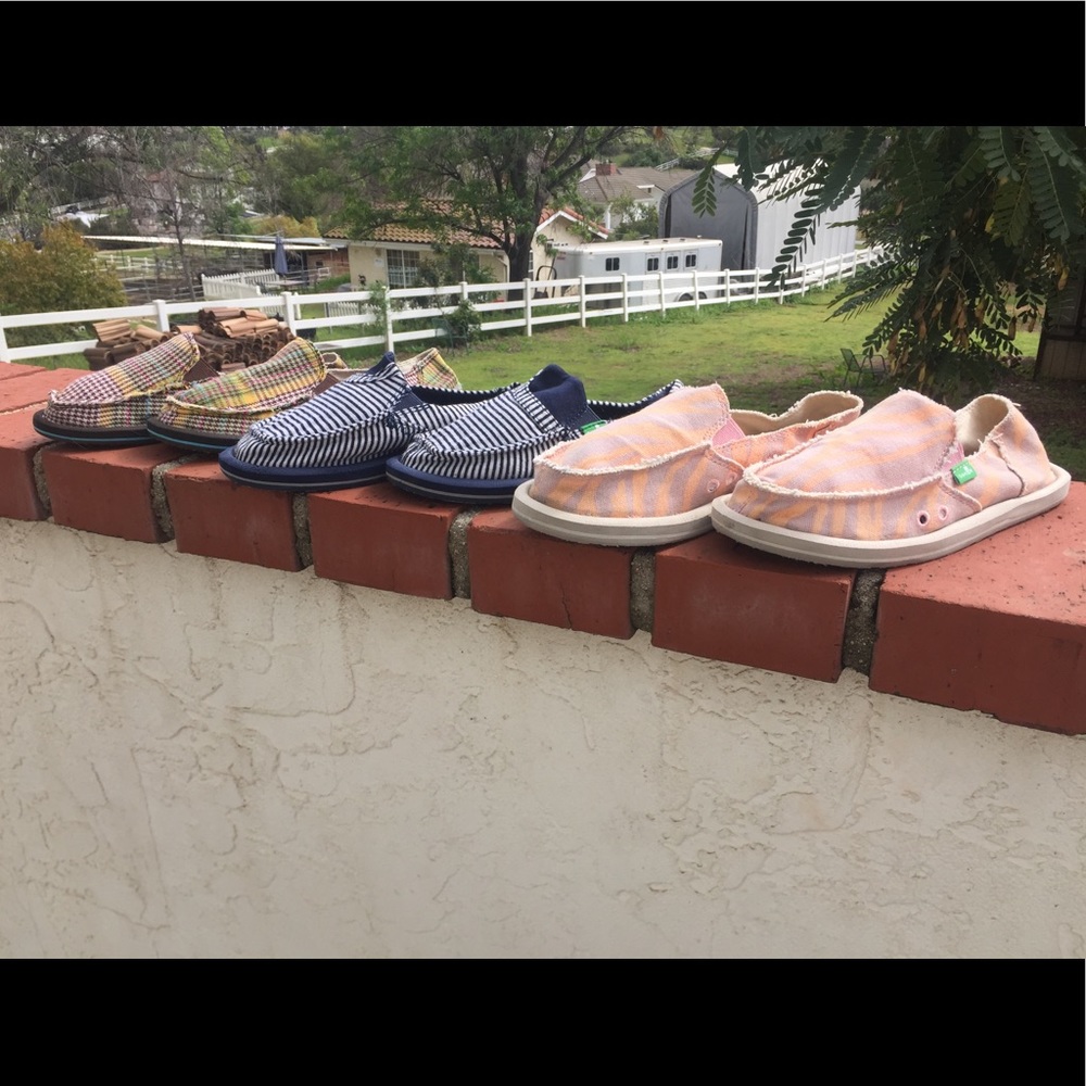 Sanuk Slip Ons - 3 Pair - Size 5